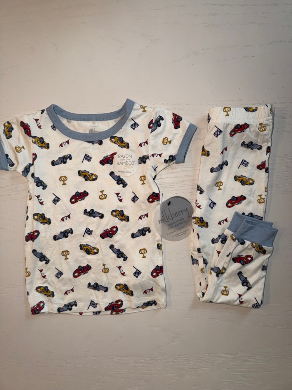 Milkberry Toddler Boy Race Cars Short Sleeve Pajama Set 2T 3T 4T 5T